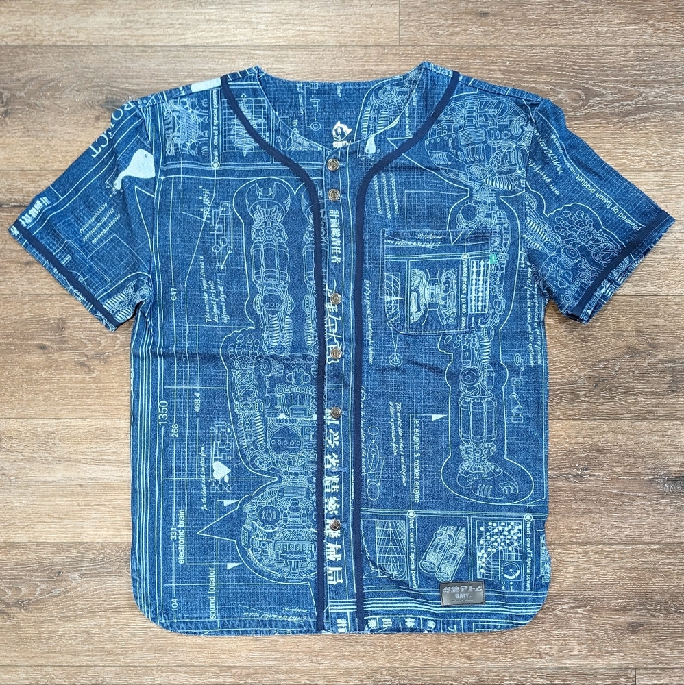 Bait x Astro Boy denim baseball (BLUE) jersey - SIZE XL